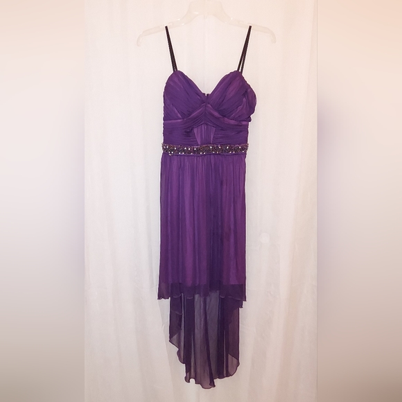 City Studio Purple Strappy High Low Dress sz 9 pre-owned - Picture 1 of 6